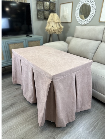 Ropa de Mesa Camilla Antimanchas Aterciopelada Triple Grueso Reforzada 10 pliegues profundos Rosa