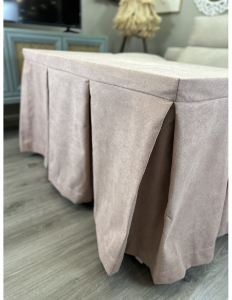 Ropa de Mesa Camilla Antimanchas Aterciopelada Triple Grueso Reforzada 10 pliegues profundos Rosa