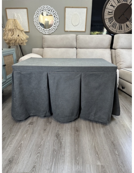 Ropa de Mesa Camilla Antimanchas Aterciopelada Triple Grueso Reforzada 10 pliegues profundos Gris