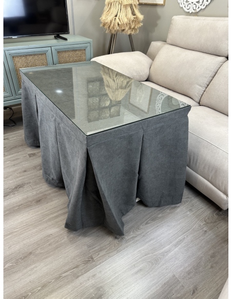 Ropa de Mesa Camilla Antimanchas Aterciopelada Triple Grueso Reforzada 10 pliegues profundos Gris