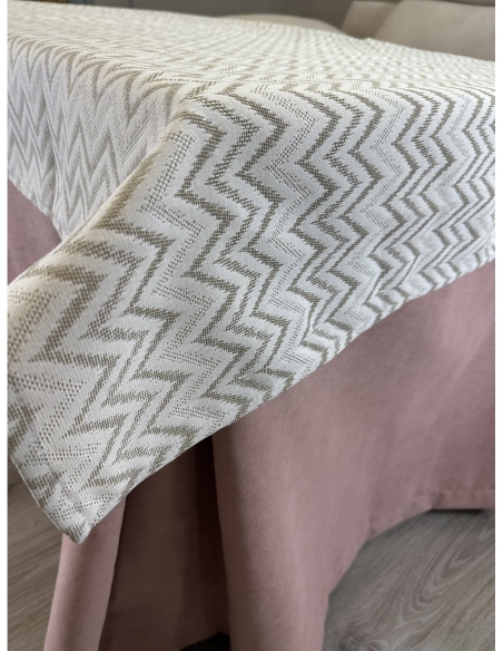Ropa de Mesa de Camilla Antimanchas Aterciopelada Triple Grueso Nature Rosa con Tapete Deluxe Torino Beige