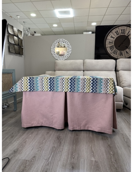 Ropa de Mesa de Camilla Antimanchas Aterciopelada Triple Grueso Nature Rosa con Tapete Deluxe Mar