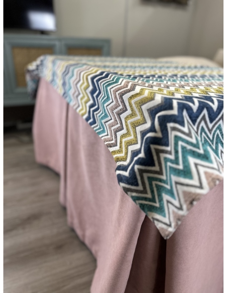 Ropa de Mesa de Camilla Antimanchas Aterciopelada Triple Grueso Nature Rosa con Tapete Deluxe Mar