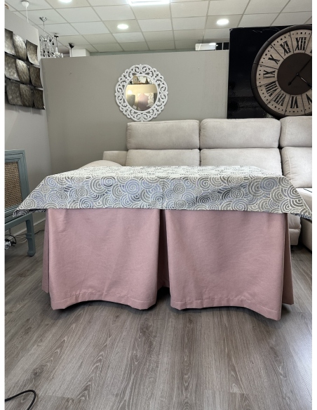 Ropa de Mesa de Camilla Antimanchas Aterciopelada Triple Grueso Nature Rosa con Tapete Deluxe Círculos