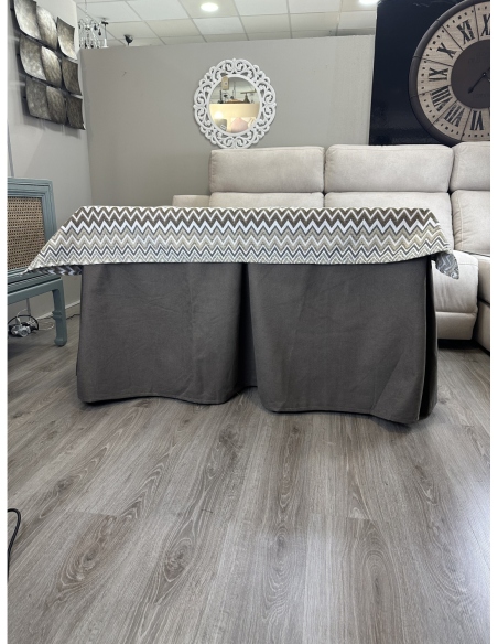 Ropa de Mesa de Camilla Antimanchas Aterciopelada Triple Grueso Nature Marrón con Tapete Deluxe Tierra