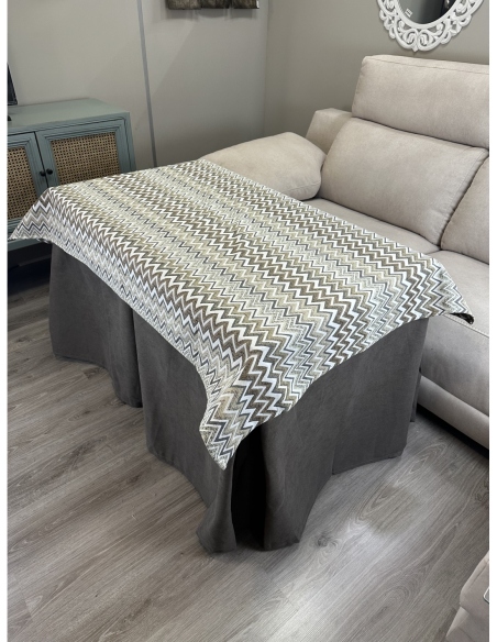 Ropa de Mesa de Camilla Antimanchas Aterciopelada Triple Grueso Nature Marrón con Tapete Deluxe Tierra