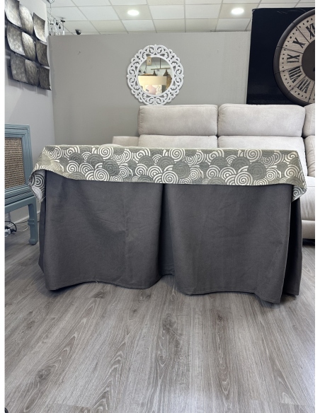 Ropa de Mesa de Camilla Antimanchas Aterciopelada Triple Grueso Nature Marrón con Tapete Deluxe Círculos Verde