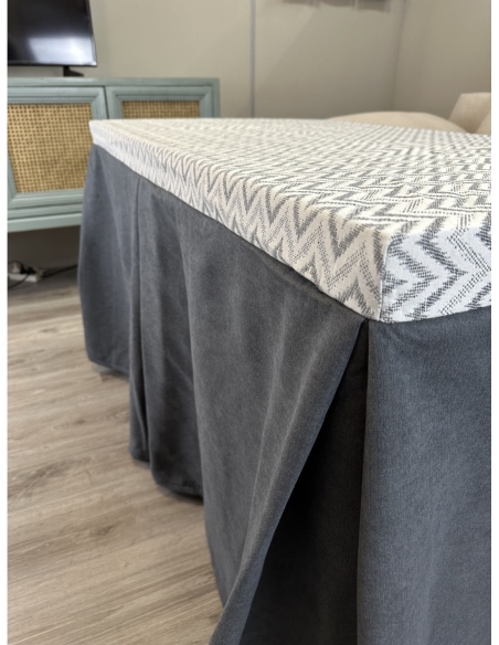 Ropa de Mesa de Camilla Antimanchas Aterciopelada Triple Grueso Marengo con Tapete Deluxe Cosido