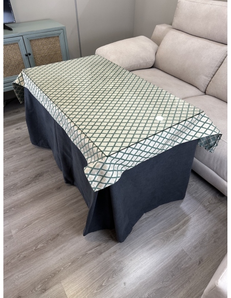 Ropa de Mesa de Camilla Antimanchas Aterciopelada Triple Grueso Marengo con Tapete Deluxe Miranda