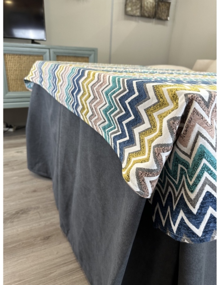 Ropa de Mesa de Camilla Antimanchas Aterciopelada Triple Grueso Marengo con Tapete Deluxe Mar