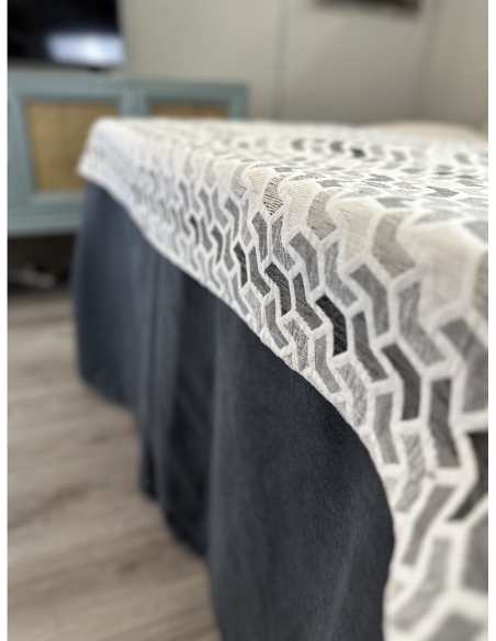 Ropa de Mesa de Camilla Antimanchas Aterciopelada Triple Grueso Marengo con Tapete Deluxe Covap Gris