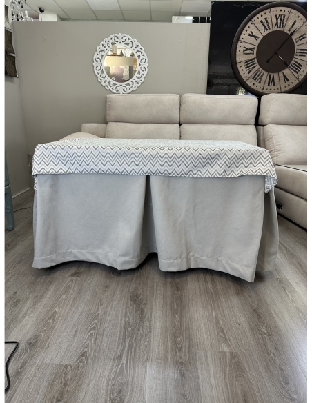Ropa de Mesa de Camilla Antimanchas Aterciopelada Triple Grueso Gris Perla con Tapete Deluxe Torino Gris