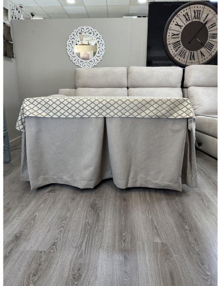 Ropa de Mesa de Camilla Antimanchas Aterciopelada Triple Grueso Gris Perla con Tapete Deluxe Miranda