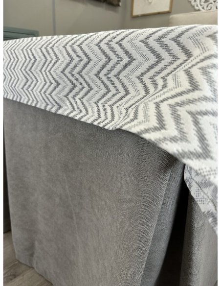 Ropa de Mesa de Camilla Antimanchas Aterciopelada Triple Grueso Gris Moderno con Tapete Deluxe