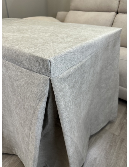 Ropa de Mesa de Camilla Antimanchas Aterciopelada Triple Grueso Gris Claro Moderno con Tapete Deluxe