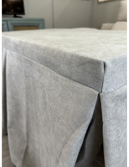 Ropa de Mesa de Camilla Antimanchas Aterciopelada Triple Grueso Gris Claro Moderno con Tapete Deluxe
