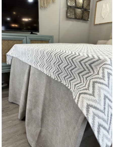 Ropa de Mesa de Camilla Antimanchas Aterciopelada Triple Grueso Gris Claro Moderno con Tapete Deluxe