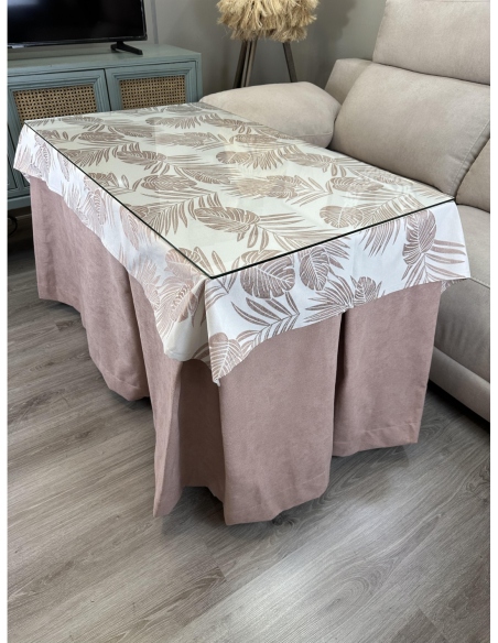 Tapete para Mesa Camilla Palmeras Rosa
