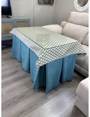 Conjunto Ropa de Mesa Camilla Antimanchas Aterciopelada Triple Grueso Reforzada 10 pliegues Kumar Verde