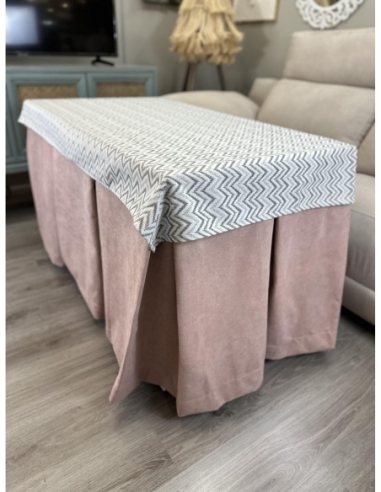 Conjunto Ropa de Mesa Camilla Antimanchas Aterciopelada Triple Grueso Reforzada 10 pliegues Kumar Rosa