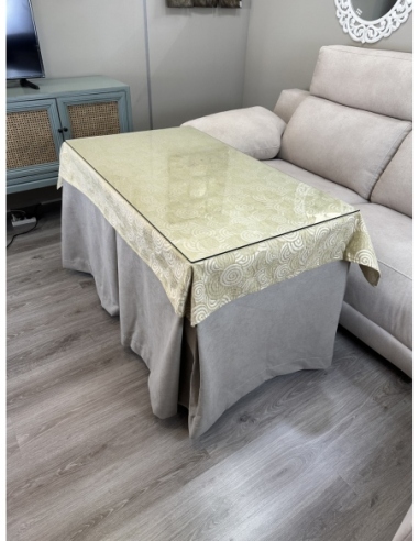 Conjunto Ropa de Mesa Camilla Antimanchas Aterciopelada Triple Grueso Nature Beige