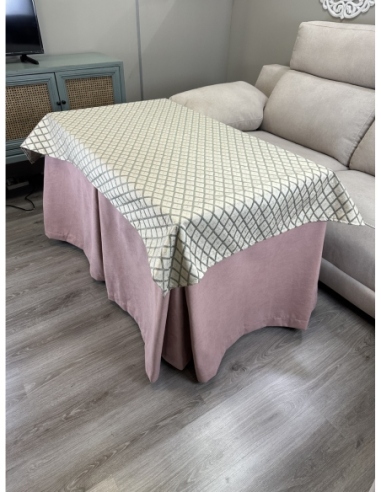 Conjunto Ropa de Mesa Camilla Antimanchas Aterciopelada Triple Grueso Nature Rosa