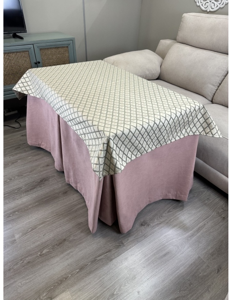 Conjunto Ropa de Mesa Camilla Antimanchas Aterciopelada Triple Grueso Nature Rosa