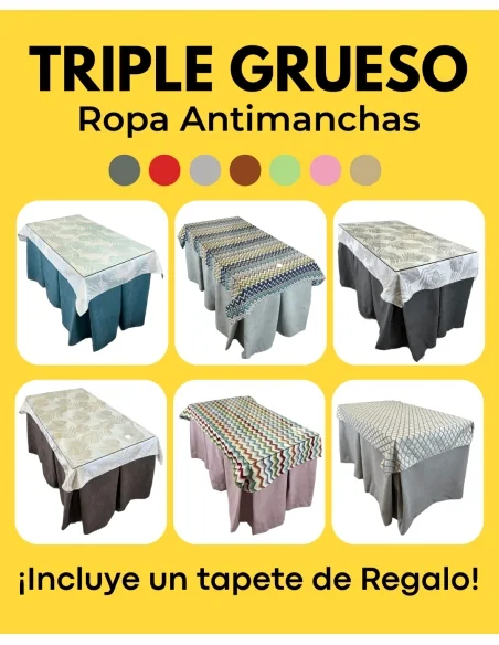 Varios Colores - Triple Grueso Antimanchas 10 Pliegues con Tapete Deluxe de Regalo
