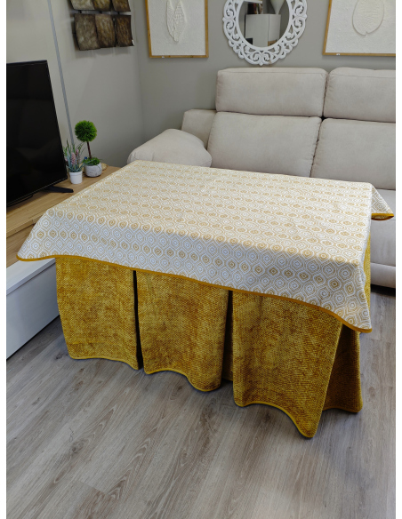 Pack Ropa de Mesa Camilla Tejido Rústico Terciopelo Elegante Extragrueso Varias Medidas