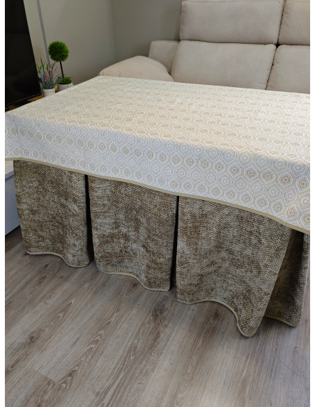 Pack Ropa de Mesa Camilla Tejido Rústico Terciopelo Elegante Extragrueso Varias Medidas