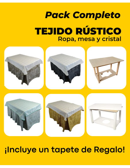 Pack Ropa de Mesa Camilla Tejido Rústico Terciopelo Elegante Extragrueso Varias Medidas