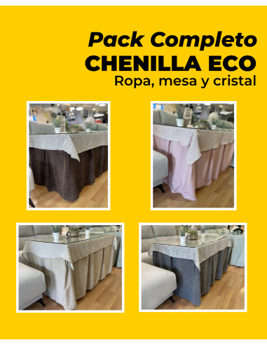 Conjunto Mesa Cristal Ropa Chenilla...