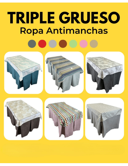 Varios Colores - Triple Grueso Antimanchas 10 Pliegues con Tapete Deluxe