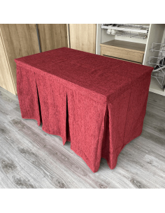 Ropa de Mesa Camilla Elegante 10 Pliegues Reforzada color Granate Multimedida