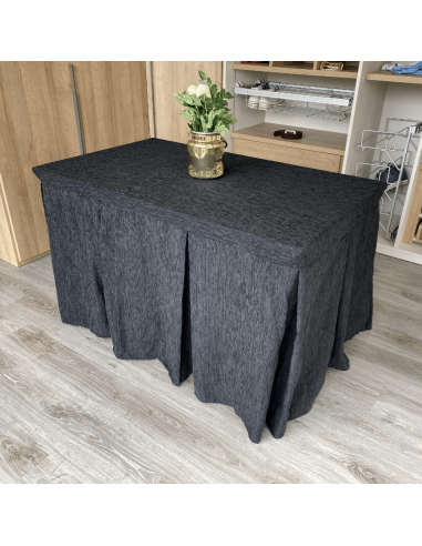 Ropa de Mesa Camilla Elegante 10 Pliegues Reforzada color Negro Multimedida