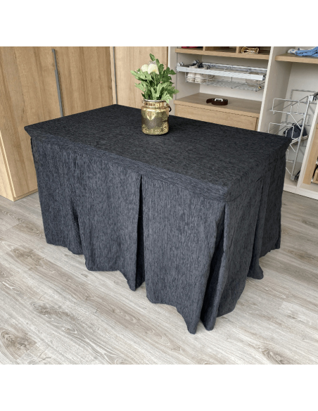 Ropa de Mesa Camilla Elegante 10 Pliegues Reforzada color Negro Multimedida