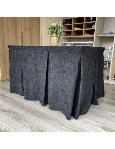 Ropa de Mesa Camilla Elegante 10 Pliegues Reforzada color Negro Multimedida