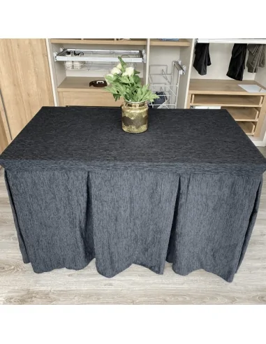 Ropa de Mesa Camilla Elegante 10 Pliegues Reforzada color Negro Multimedida