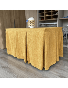 Ropa de Mesa Camilla Elegante 10 Pliegues Reforzada color Mostaza Multimedida 2