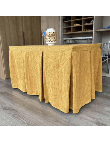 Ropa de Mesa Camilla Elegante 10 Pliegues Reforzada color Mostaza Multimedida