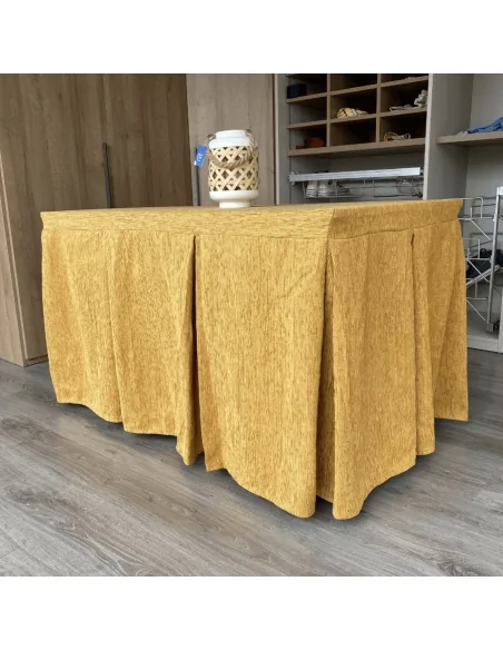 Ropa de Mesa Camilla Elegante 10 Pliegues Reforzada color Mostaza Multimedida