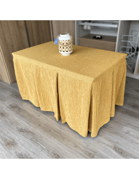 Ropa de Mesa Camilla Elegante 10 Pliegues Reforzada color Mostaza Multimedida