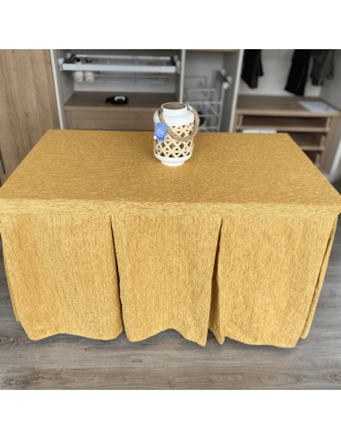 Ropa de Mesa Camilla Elegante 10 Pliegues Reforzada color Mostaza Multimedida