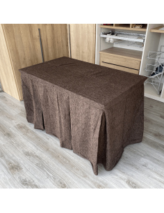 Ropa de Mesa Camilla Elegante 10 Pliegues Reforzada color Chocolate Multimedida