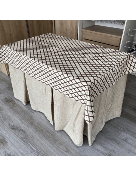 Ropa Chenilla 8 Pliegues Costura Reforzada color Beige conTapete Libano Choco