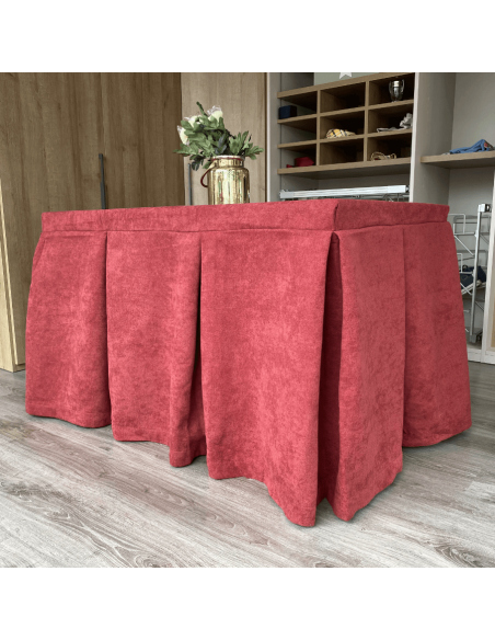 Ropa de Mesa Antimanchas Aterciopelada Triple Grueso Granate Multimedida