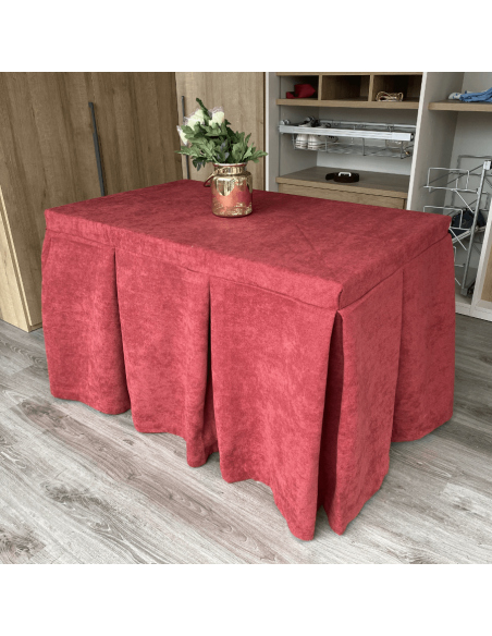 Ropa de Mesa Antimanchas Aterciopelada Triple Grueso Granate Multimedida