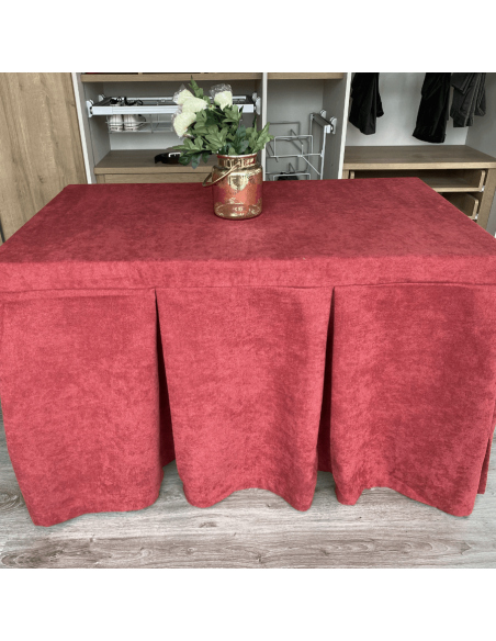 Ropa de Mesa Antimanchas Aterciopelada Triple Grueso Granate Multimedida