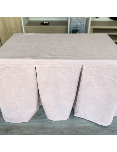 Ropa de Mesa de Camilla Antimanchas Aterciopelada Triple Grueso Rosa Multimedida