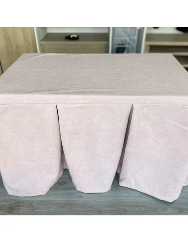 Ropa de Mesa de Camilla Antimanchas Aterciopelada Triple Grueso Rosa Multimedida